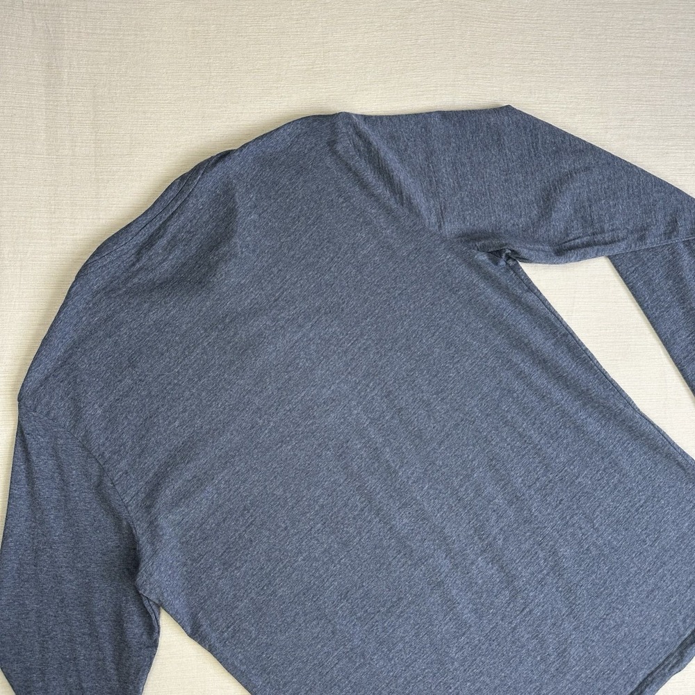 Taylor Stitch Merino Base Henley Men 40 Med Blue Heather Long Sleeve Wool Shirt - Picture 9 of 9